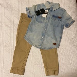 Toddler boys denim shirt and pants set